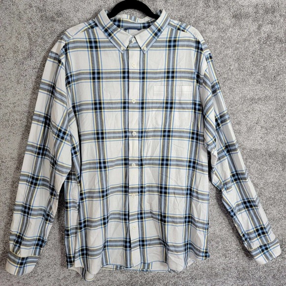 Columbia Button Down Shirt Mens Size XL Plaid‎ Long Sleeve Blue White Yellow - Picture 1 of 9